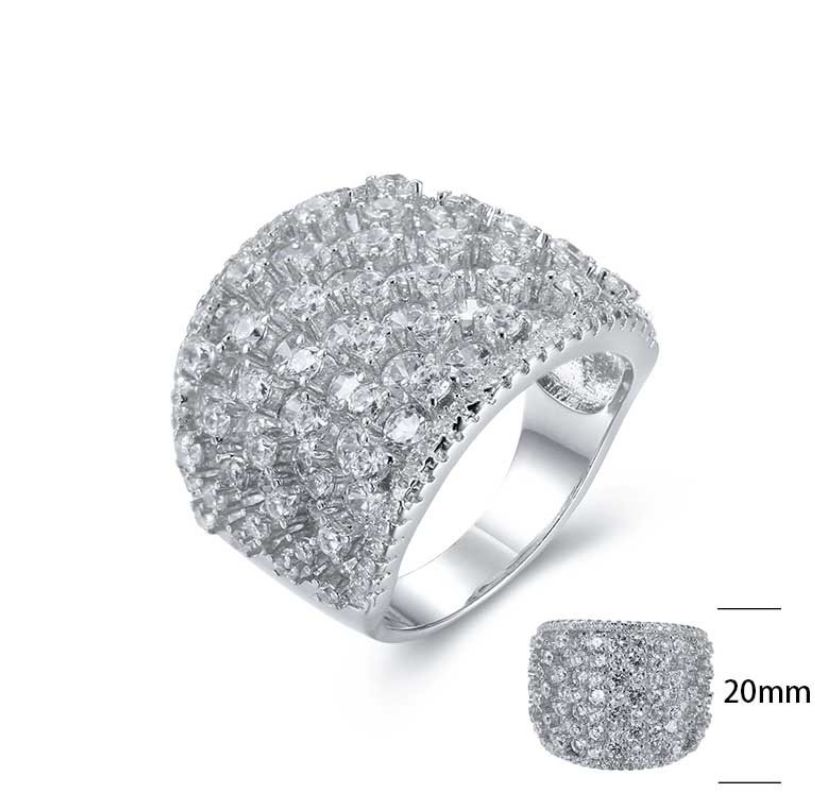 SJ25229, Ladies' Moissanite Ring, S925, Rhodium Plated, White, 10g