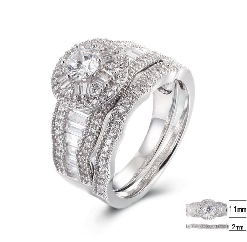 SJ40093, Ladies' Moissanite Ring, S925, Rhodium Plated, White, 6.4g