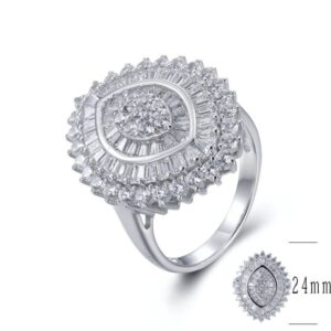 SJ26751, Ladies' Moissanite Ring, S925, Rhodium Plated, White, 6.9g