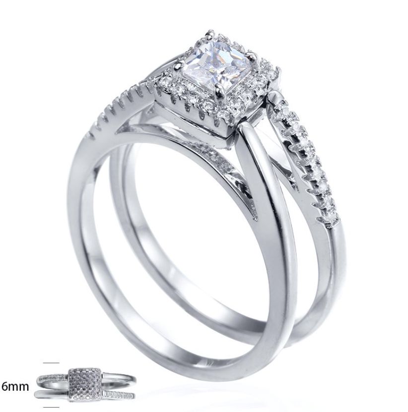 SJ23095, Ladies' Moissanite Ring, S925, Rhodium Plated, White, 3.83g