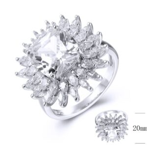 SJ38665, Ladies' Moissanite Ring, S925, Rhodium Plated, White, 6.49g