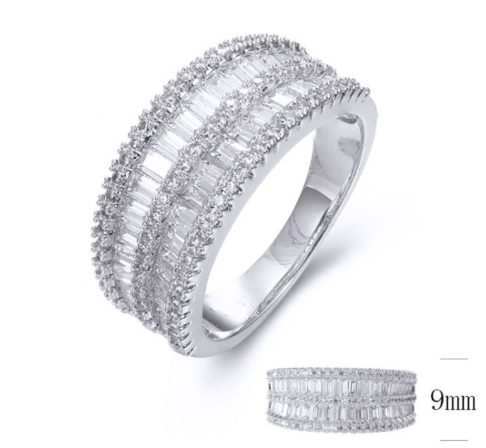SJ34332, Ladies' Moissanite Ring, S925, Rhodium Plated, White, 4.6g