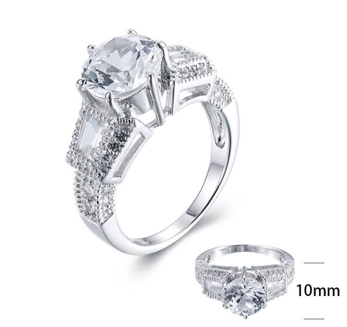 SJ20810, Ladies' Moissanite Ring, S925, Rhodium Plated, White, 5.58g