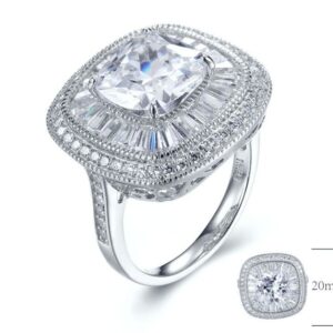 SJ28747, Ladies' Moissanite Ring, S925, Rhodium Plated, White, 8.01g