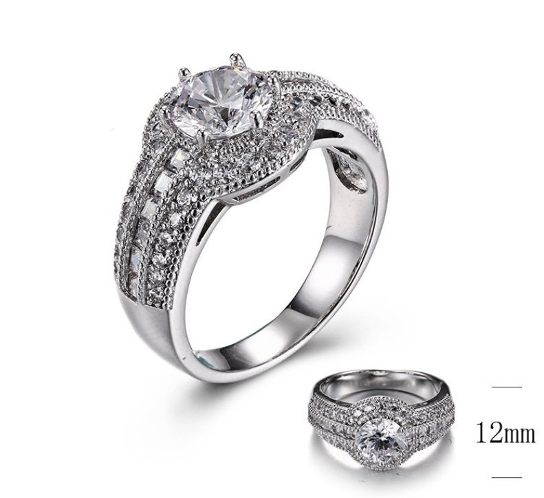 SJ29474, Ladies' Moissanite Ring, S925, Rhodium Plated, White, 5.93g