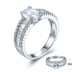 SJ27706, Ladies' Moissanite Ring, S925, Rhodium Plated, White, 3.79g