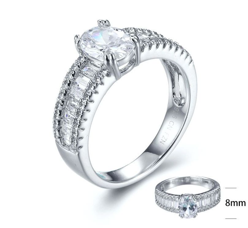 SJ27706, Ladies' Moissanite Ring, S925, Rhodium Plated, White, 3.79g