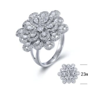 SJ30766, Ladies' Moissanite Ring, S925, Rhodium Plated, White, 7.05g