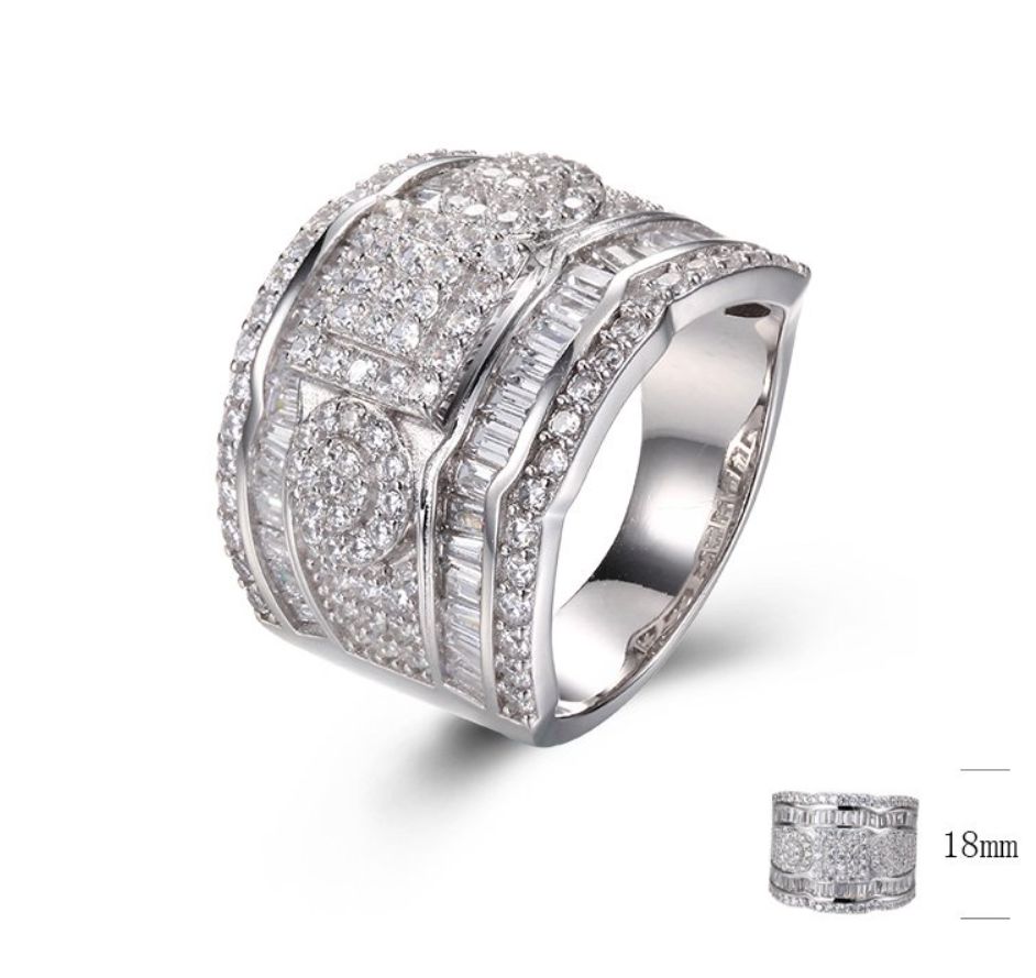 SJ29285, Ladies' Moissanite Ring, S925, Rhodium Plated, White, 11.6g