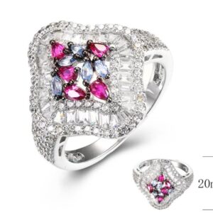 SJ36519-C, Ladies' Moissanite Ring, S925, Rhodium + Black Rhodium Plated, Silver, 4.25g