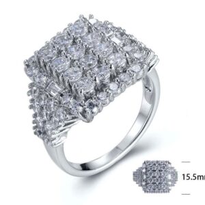 SJ24824, Ladies' Moissanite Ring, S925, Rhodium Plated, White, 5.93g