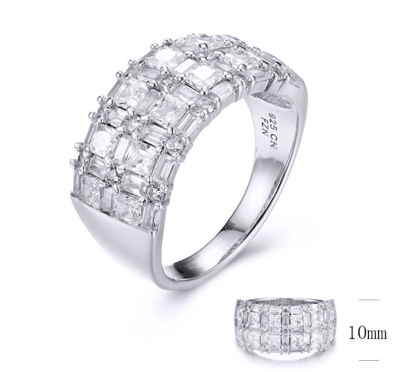 SJ31563, Ladies' Moissanite Ring, S925, Rhodium Plated, White, 5.21g