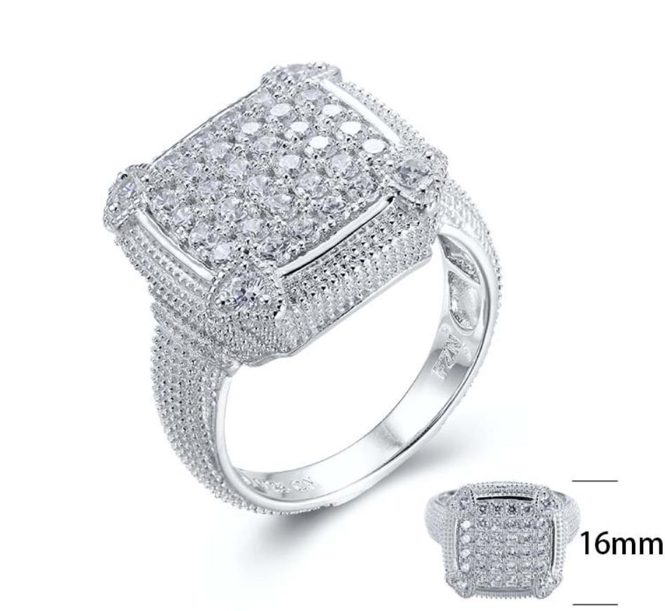 SJ25869, Ladies' Moissanite Ring, S925, Rhodium Plated, White, 7.62g