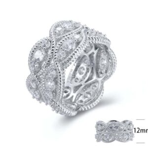 SJ26055, Ladies' Moissanite Ring, S925, Rhodium Plated, White, 9.02g