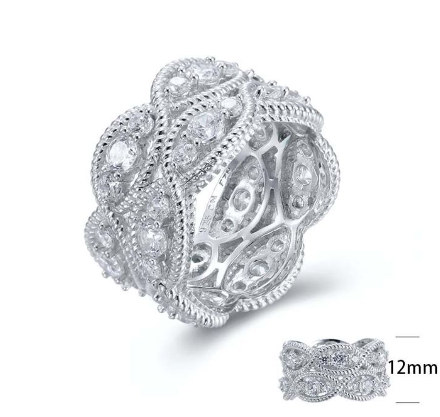 SJ26055, Ladies' Moissanite Ring, S925, Rhodium Plated, White, 9.02g