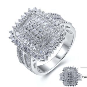 SJ25039, Ladies' Moissanite Ring, S925, Rhodium Plated, White, 7.34g