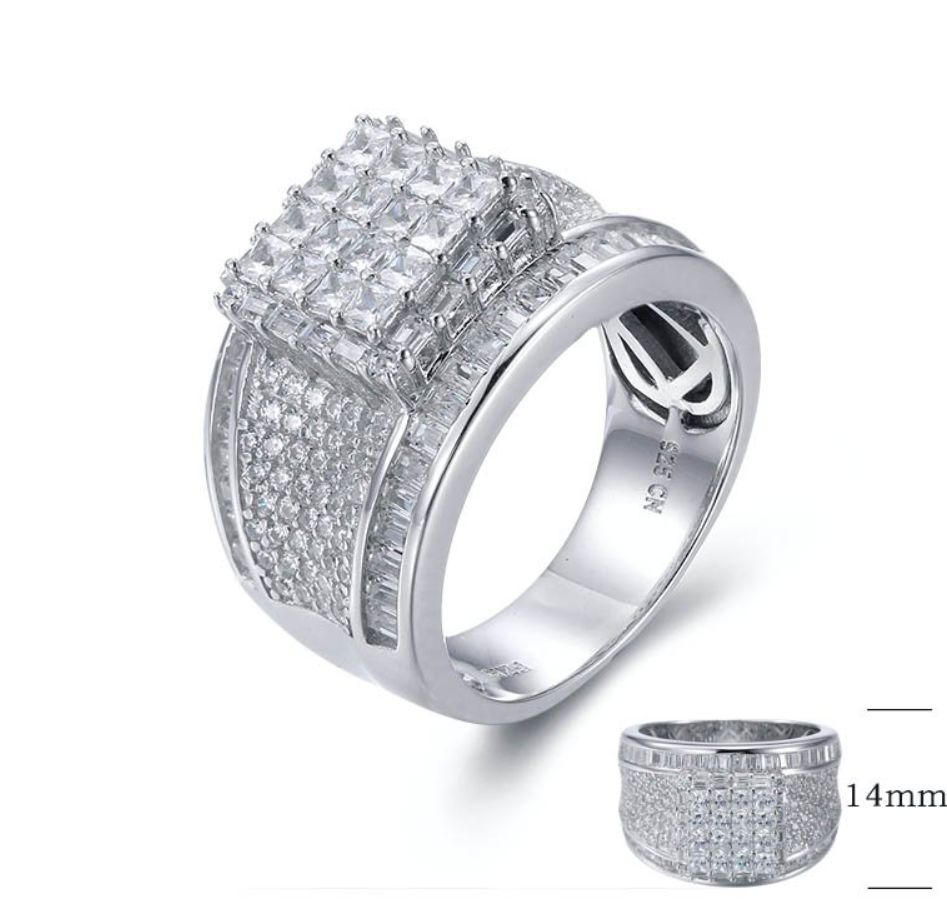 SJ26849, Ladies' Moissanite Ring, S925, Rhodium Plated, White, 9.71g