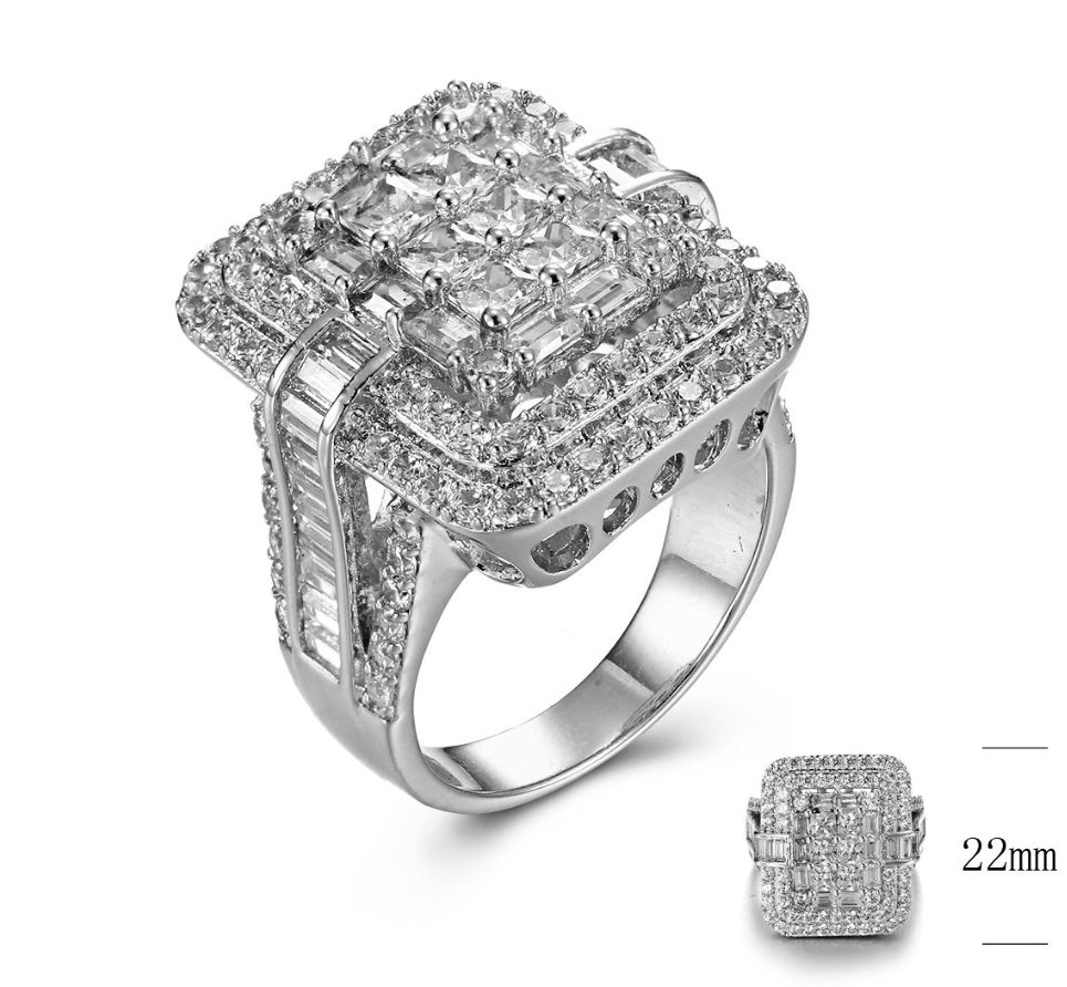 SJ29105, Ladies' Moissanite Ring, S925, Rhodium Plated, White, 12.2g