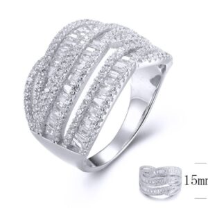 SJ33071, Ladies' Moissanite Ring, S925, Rhodium Plated, White, 5.9g