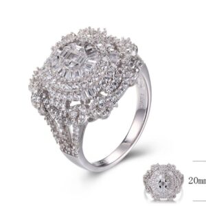 SJ29703, Ladies' Moissanite Ring, S925, Rhodium Plated, White, 6.43g