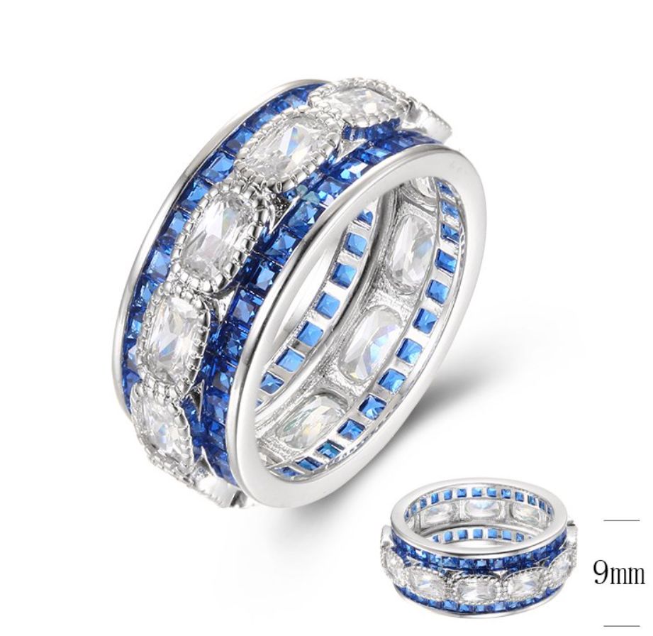 SJ38061, Ladies' Moissanite Ring, S925, Rhodium Plated, White, 5.83g