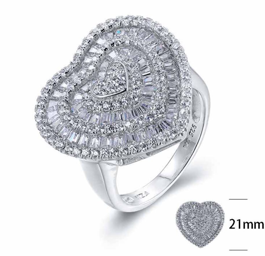 SJ25412, Ladies' Moissanite Ring, S925, Rhodium Plated, White, 7.22g