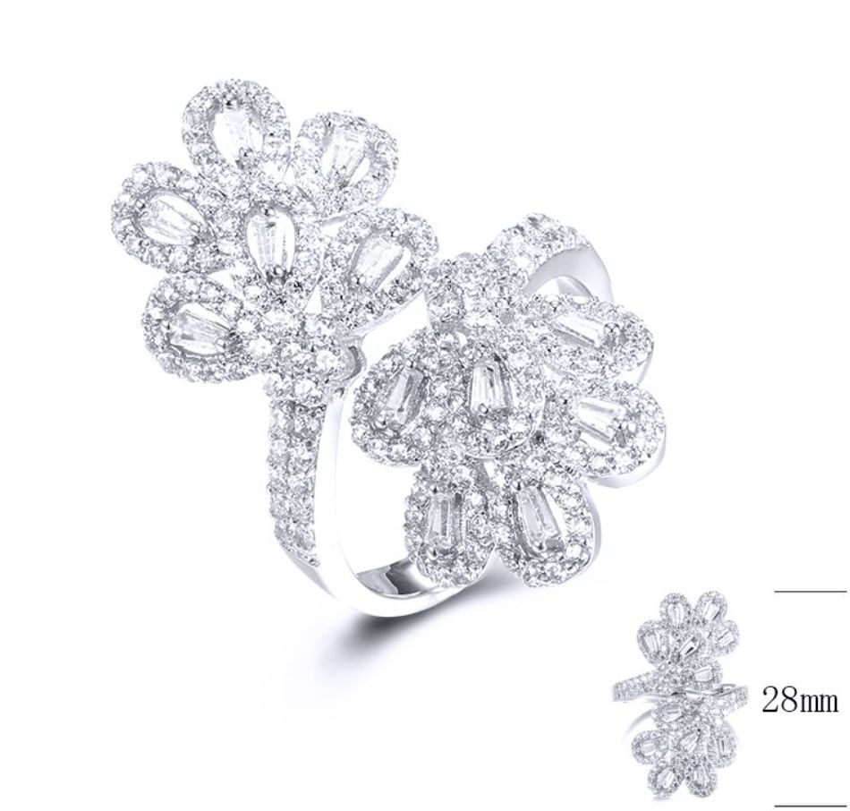 SJ31923, Ladies' Moissanite Ring, S925, Rhodium Plated, White, 5.1g