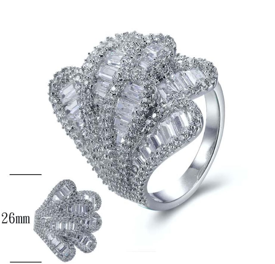 SJ27375, Ladies' Moissanite Ring, S925, Rhodium Plated, White, 7.35g