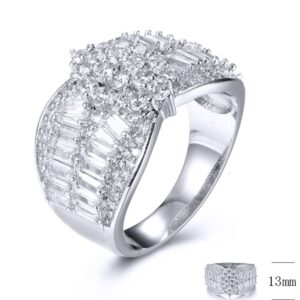 SJ33304, Ladies' Moissanite Ring, S925, Rhodium Plated, White, 4.35g