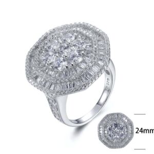 SJ27399, Ladies' Moissanite Ring, S925, Rhodium Plated, White, 11.26g