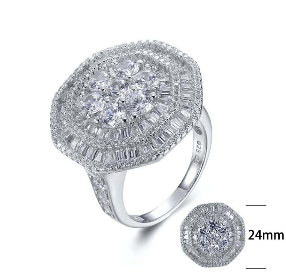 SJ27399, Ladies' Moissanite Ring, S925, Rhodium Plated, White, 11.26g