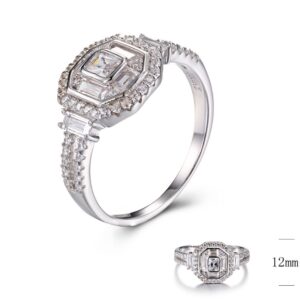 SJ30461, Ladies' Moissanite Ring, S925, Rhodium Plated, White, 3.4g