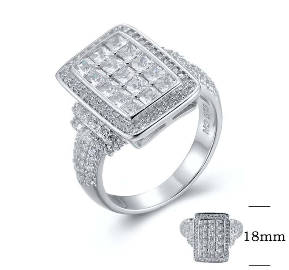 SJ26412, Ladies' Moissanite Ring, S925, Rhodium Plated, White, 6.22g
