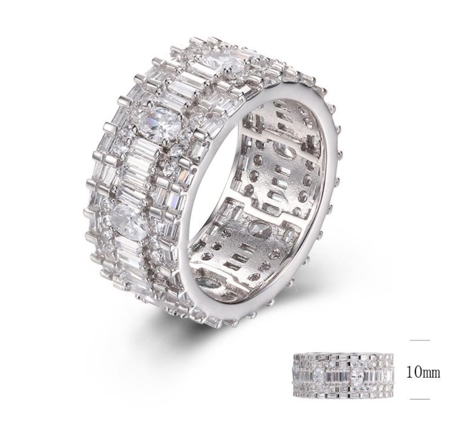 SJ28830, Ladies' Moissanite Ring, S925, Rhodium Plated, White, 8.68g