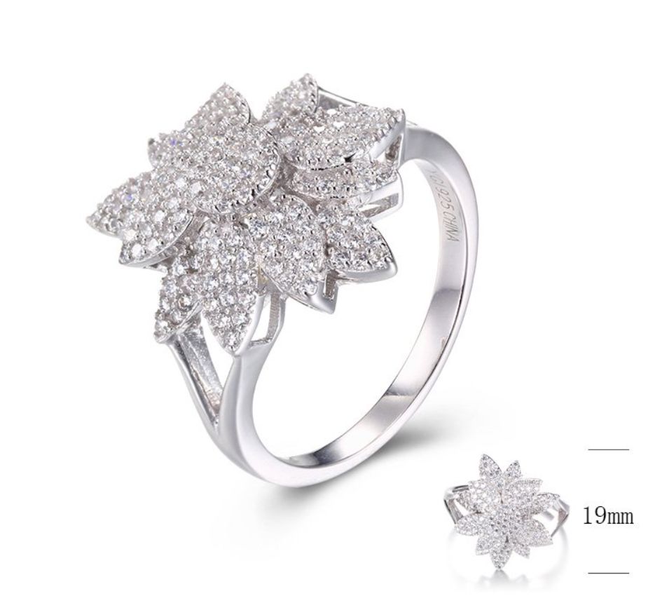 SJ29704, Ladies' Moissanite Ring, S925, Rhodium Plated, White, 4.48g