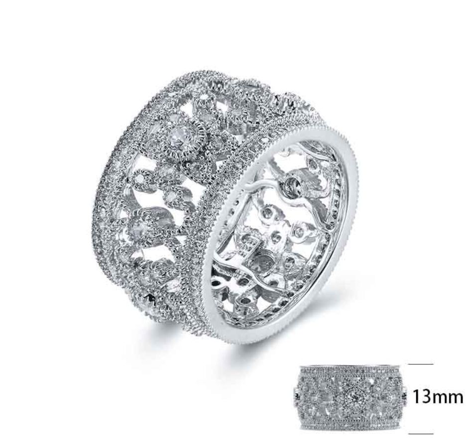 SJ25268, Ladies' Moissanite Ring, S925, Rhodium Plated, White, 7g