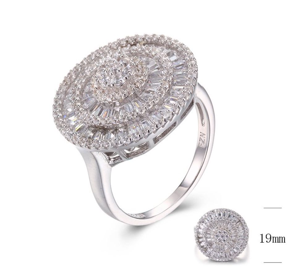 SJ28881, Ladies' Moissanite Ring, S925, Rhodium Plated, White, 6.97g