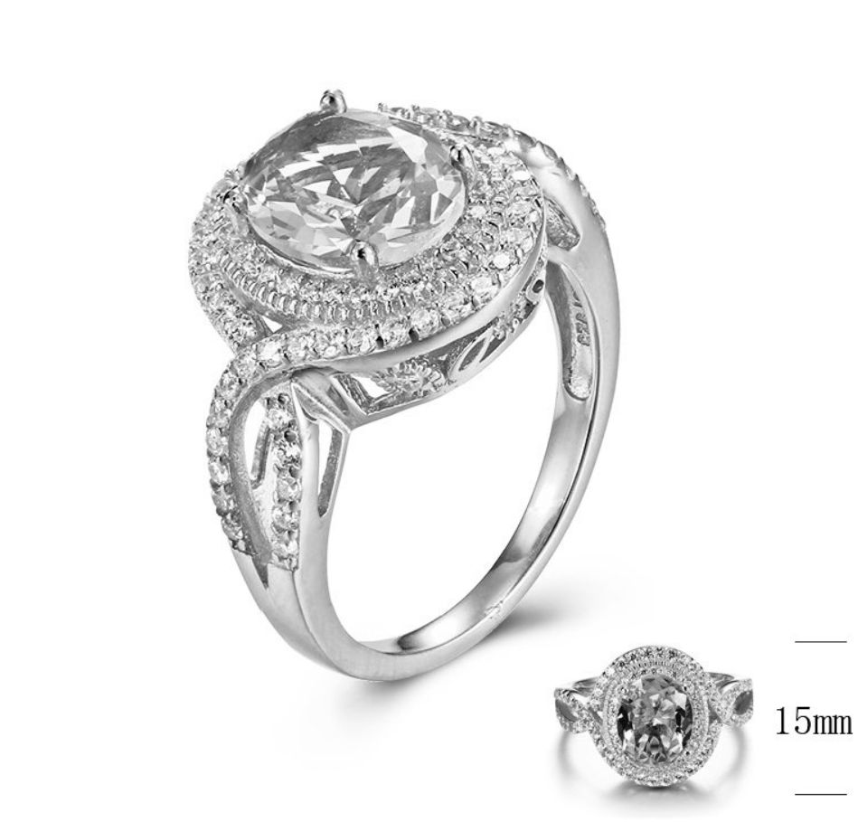 SJ30239, Ladies' Moissanite Ring, S925, Rhodium Plated, White, 6.42g