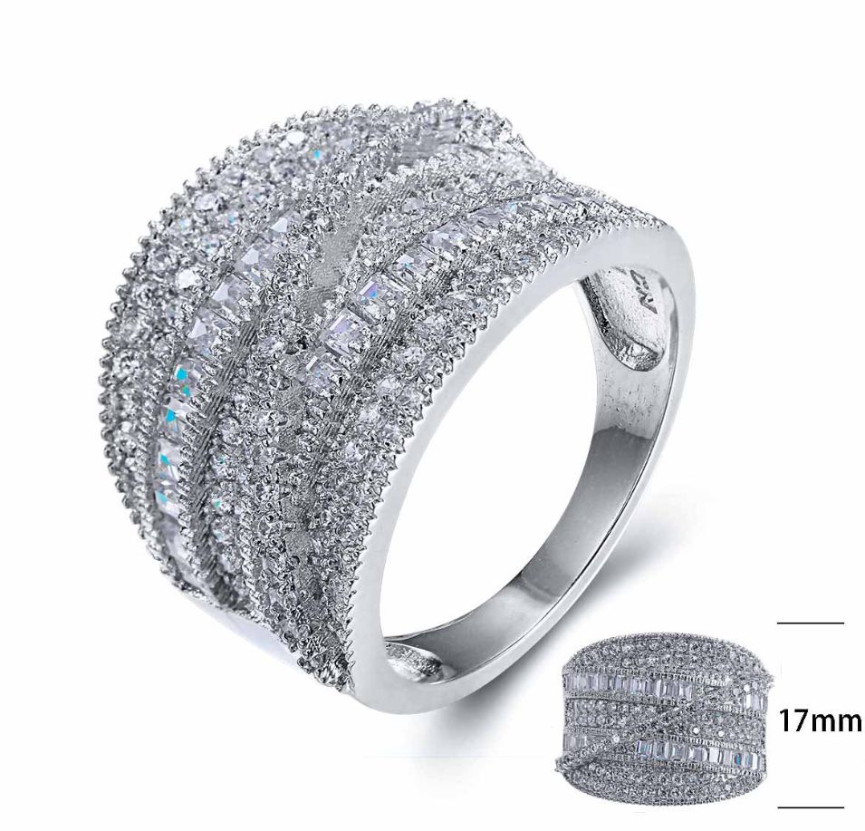 SJ25390, Ladies' Moissanite Ring, S925, Rhodium Plated, White, 7.22g