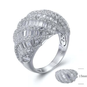 SJ26826, Ladies' Moissanite Ring, S925, Rhodium Plated, White, 10.288g