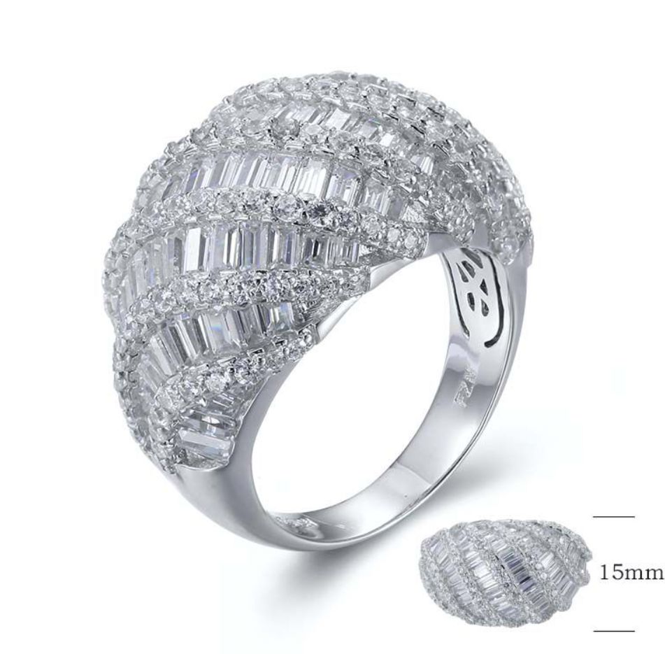 SJ26826, Ladies' Moissanite Ring, S925, Rhodium Plated, White, 10.288g