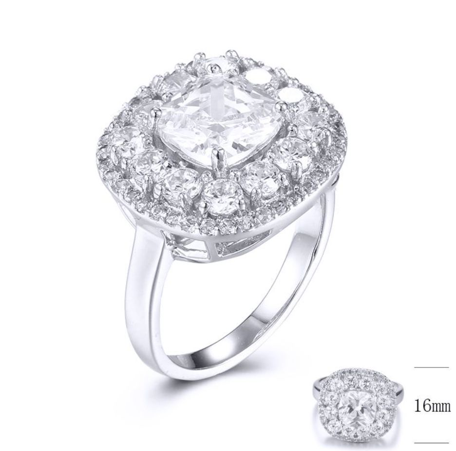 SJ31270, Ladies' Moissanite Ring, S925, Rhodium Plated, White, 5.8g