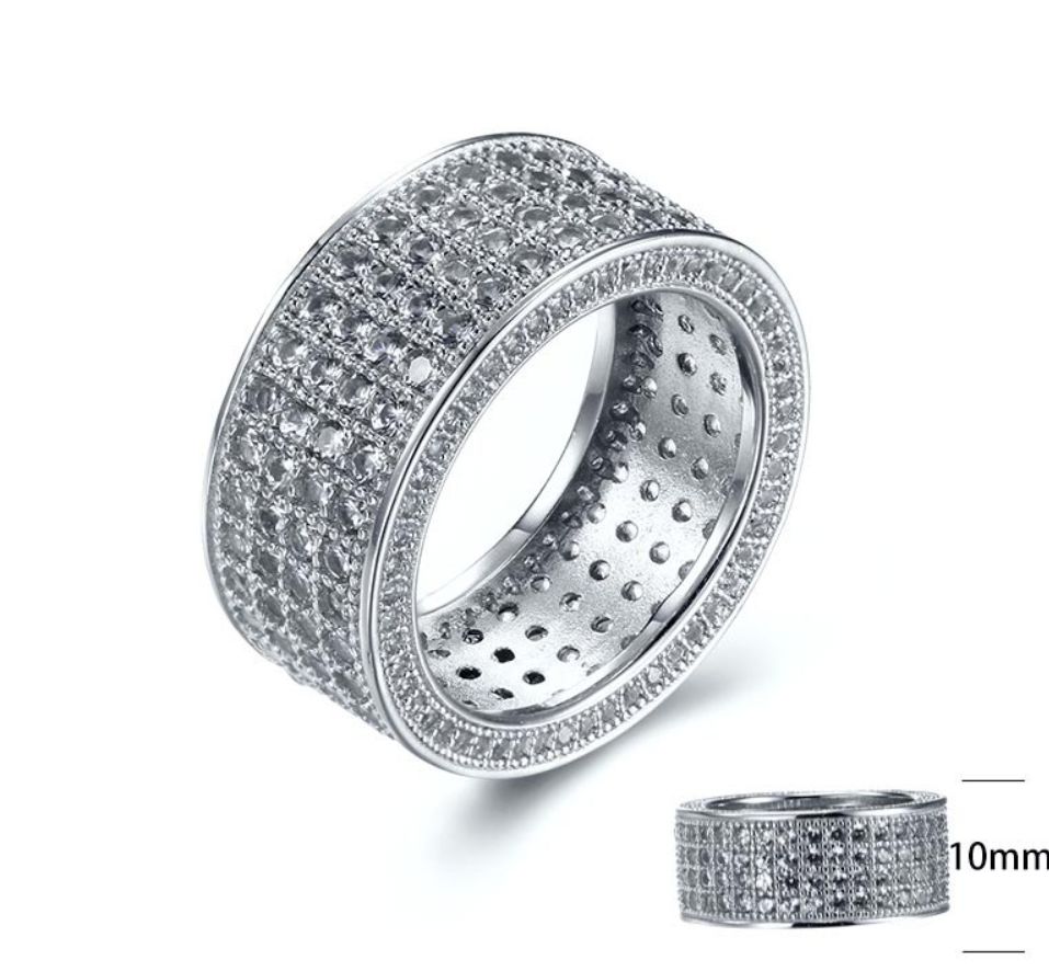 SJ10114, Ladies' Moissanite Ring, S925, Rhodium Plated, White, 5.8g
