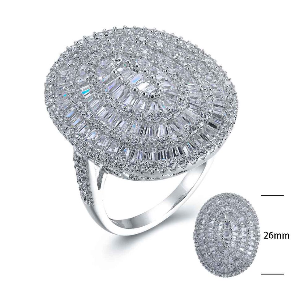 SJ24447, Ladies' Moissanite Ring, S925, Rhodium Plated, White, 8.03g