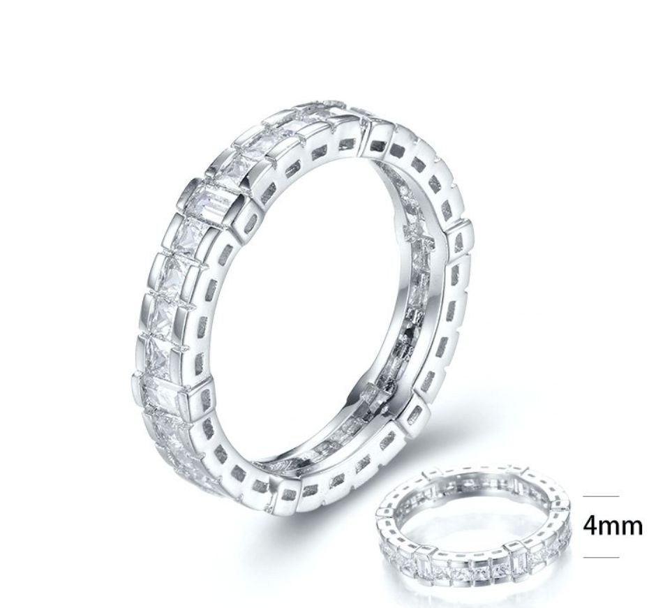 SJ28360, Ladies' Moissanite Ring, S925, Rhodium Plated, White, 3.05g