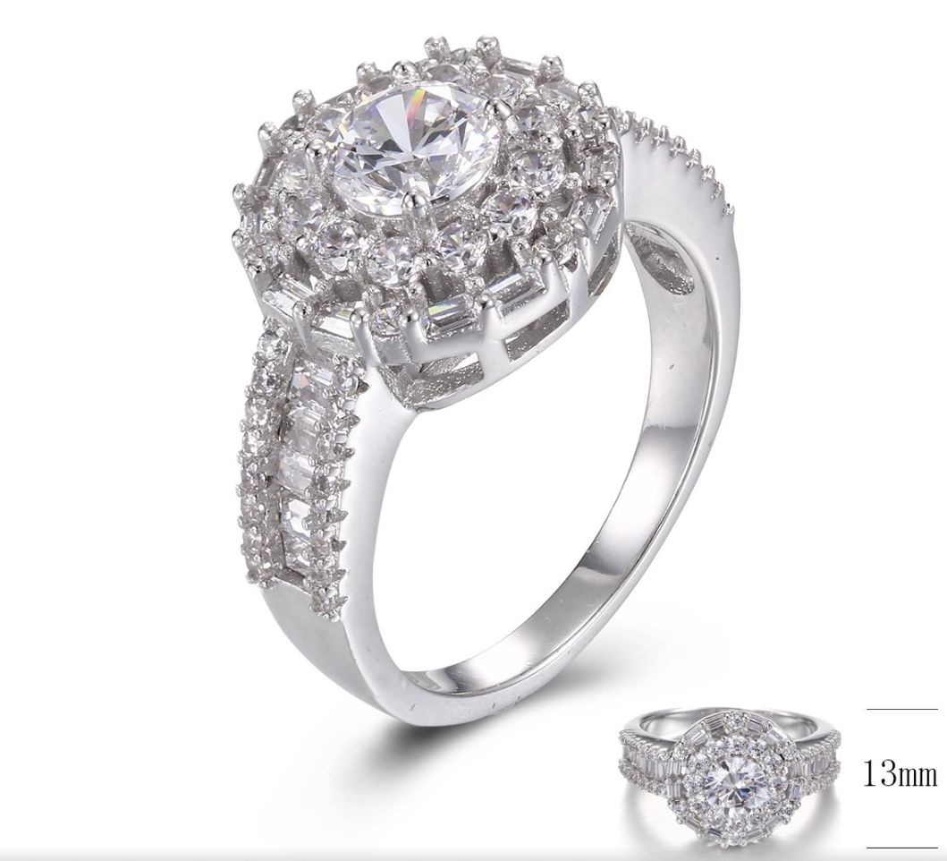 SJ29765, Ladies' Moissanite Ring, S925, Rhodium Plated, White, 5.48g