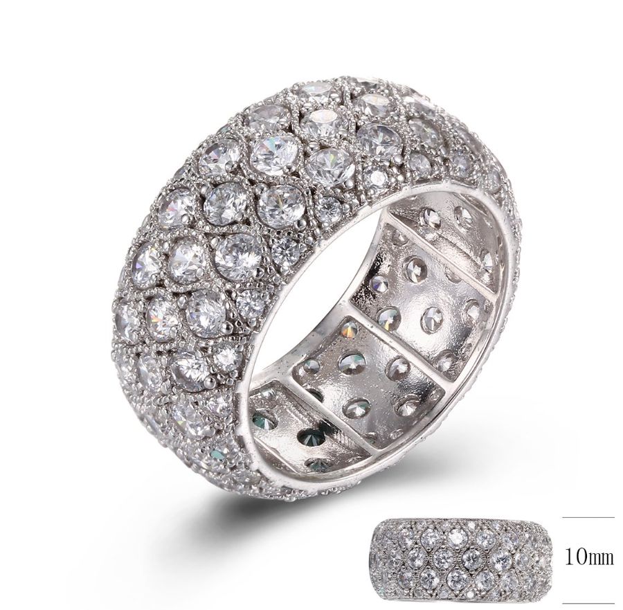 SJ29402, Ladies' Moissanite Ring, S925, Rhodium Plated, White, 7.97g