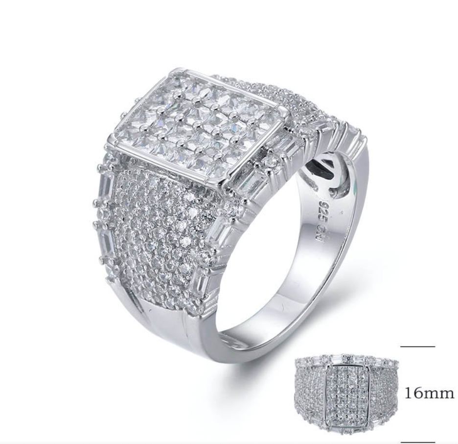 SJ26835, Ladies' Moissanite Ring, S925, Rhodium Plated, White, 9.3g