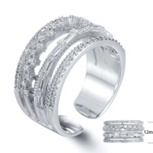 SJ25060, Ladies' Moissanite Ring, S925, Rhodium Plated, White, 7.75g