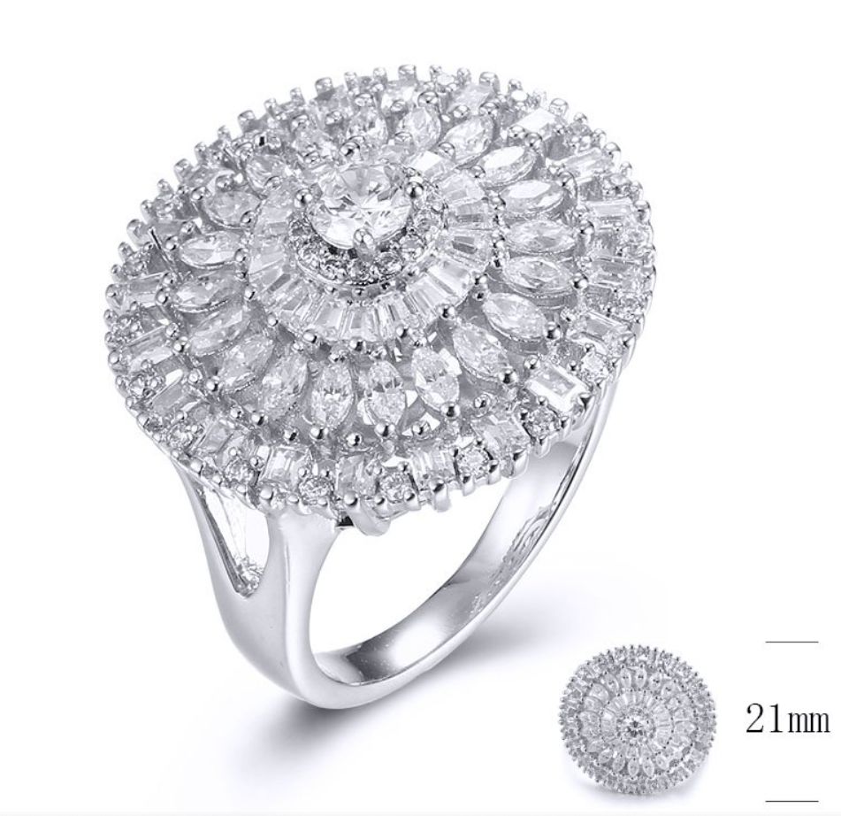 SJ31544, Ladies' Moissanite Ring, S925, Rhodium Plated, White, 6.64g